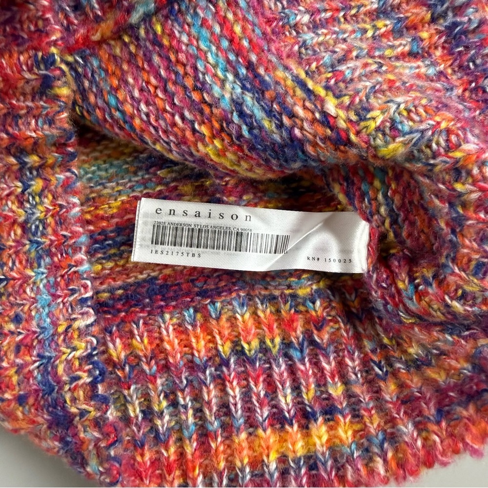 En Saison Rainbow Marl Knit Cropped Cardigan Sweater XS Multicolor Chunky - Picture 5 of 10